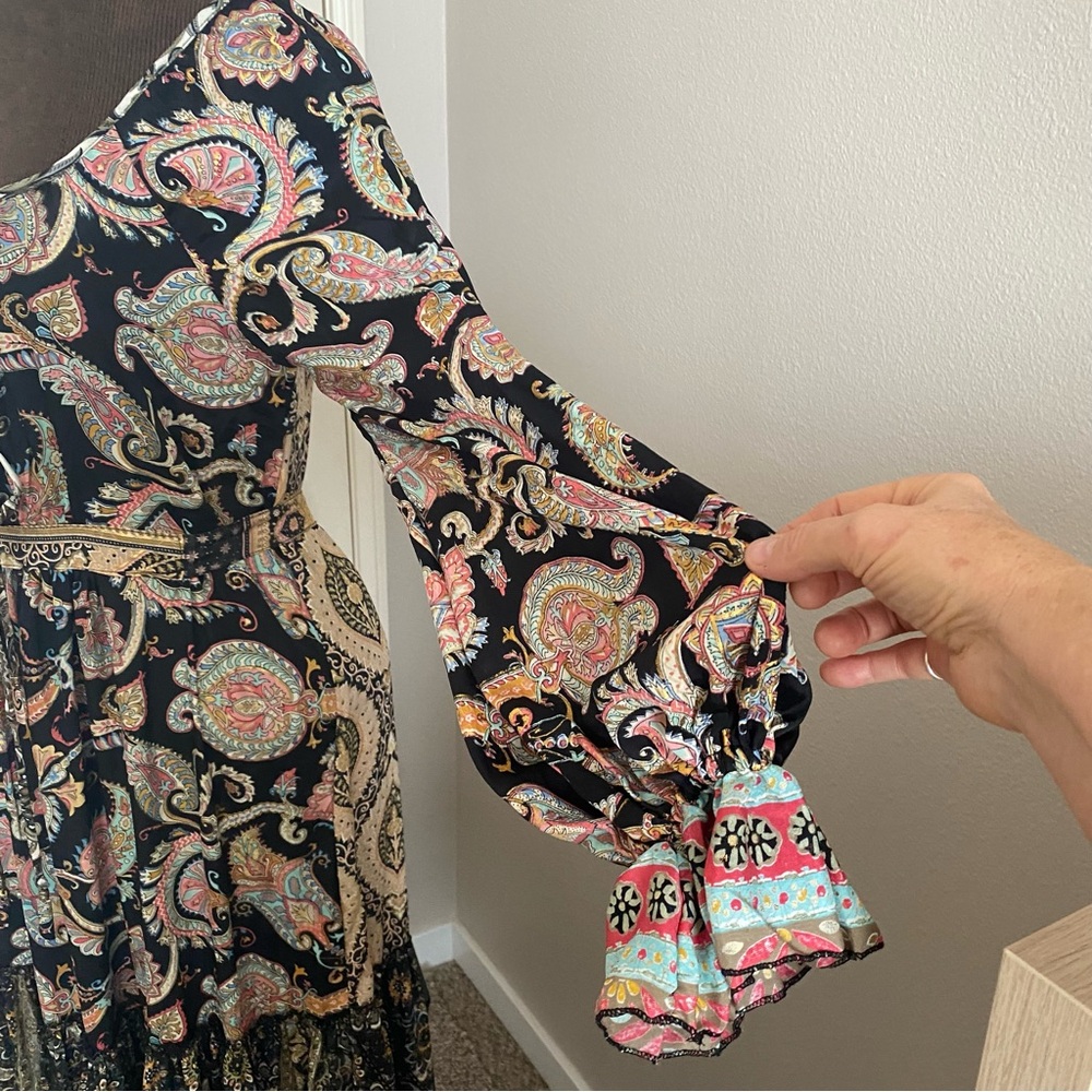 Karma Highway NWOT maxi dress, Boho, gypsy festival Paisley rich colors ruffle - Picture 15 of 16